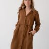 Vestido camisero color teja 100% tencel. Ropa sostenible mujer