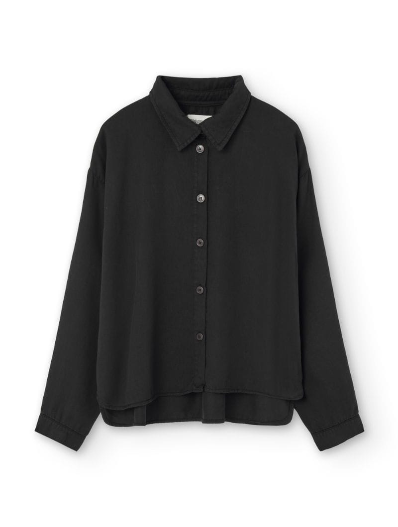 Camisa holgada de color negro 100% tencel - Imagen 5