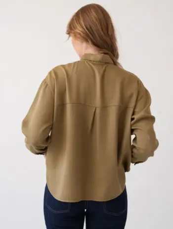 Alternative view of Camisa holgada mujer 100% tencel color mostaza