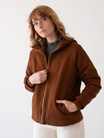 Chaqueta cremallera mujer en teja 100% algodón orgánico