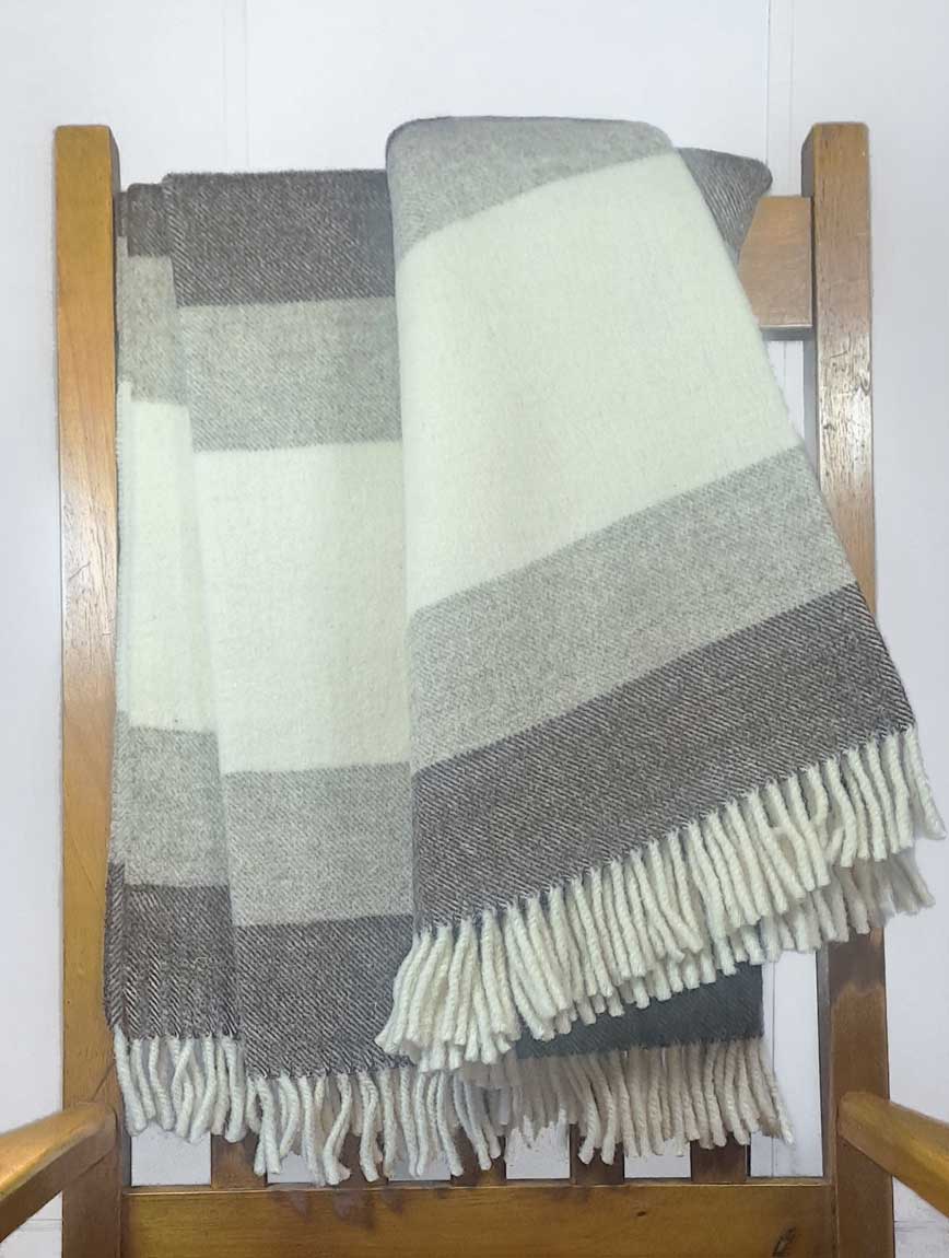 Manta de tres colores para sofá 100% lana - Imagen 2