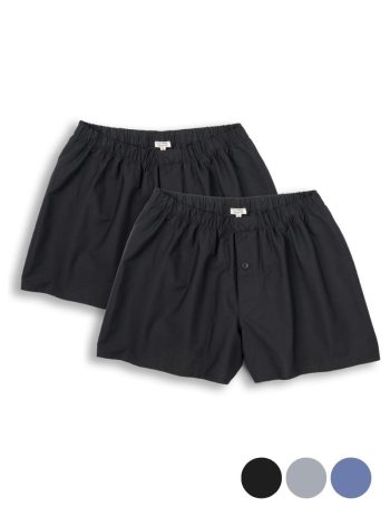Boxer ancho de algodón orgánico en pack de 2 - Negro