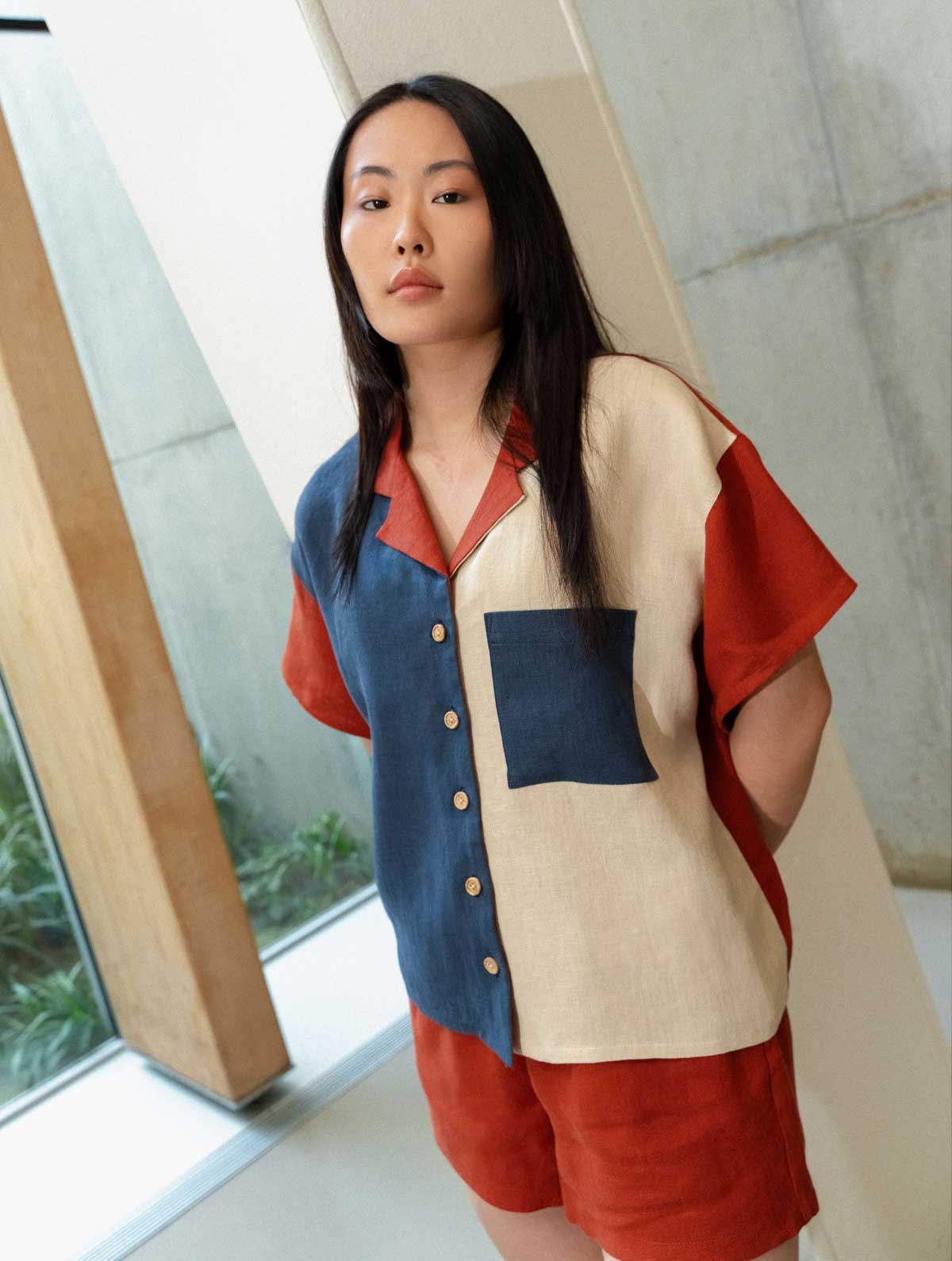 Camisa oversize Vértice 100% lino. Nueva colección Ropa Sostenible