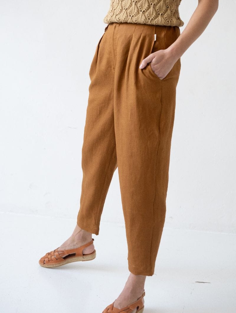 Pantalón Largo de Pinzas 100% Lino Ropa Sostenible Mujer