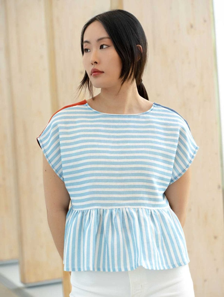 Lito Reversible Top in Denim main image 1