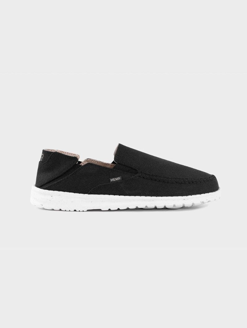 Zapatillas slip-on ecológicas de cáñamo - Negro