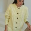 Cárdigan trenzado con botones limoncello