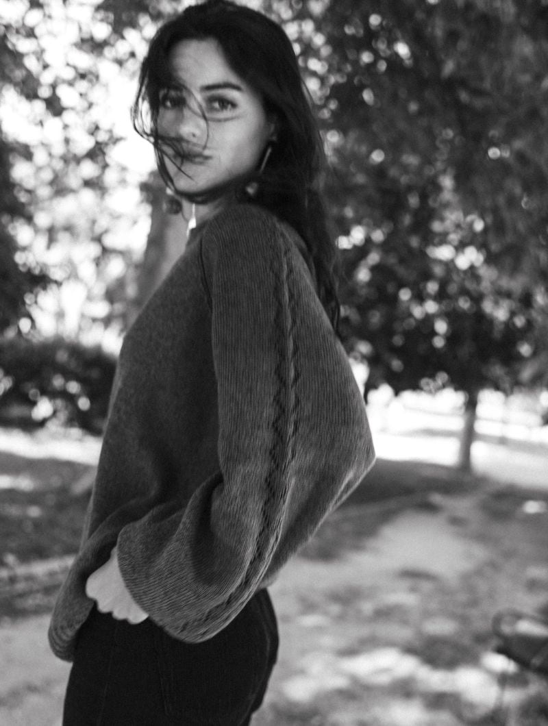 Jersey manga globo con calados de algodón orgánico gris - Imagen 5