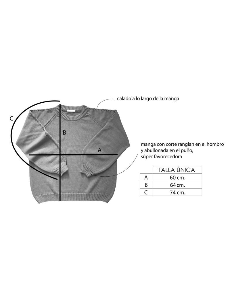 Jersey manga globo con calados de algodón orgánico gris - Imagen 6