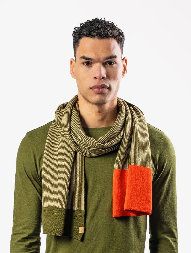 Bufanda bicolor de 100% algodón orgánico - Musgo