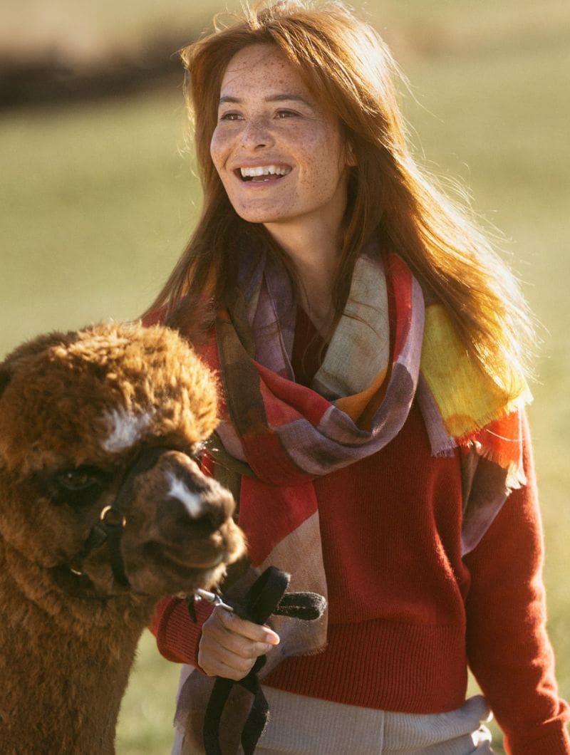 Bufanda de pura lana multicolor estampado acuarela - Imagen 6