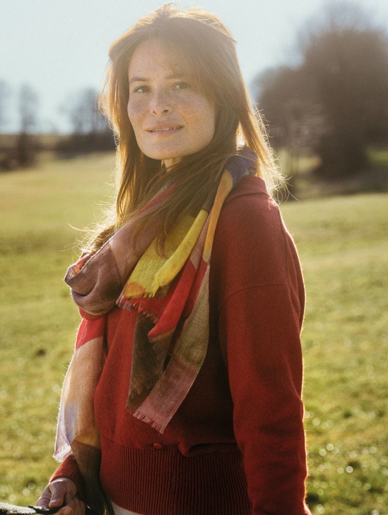 Bufanda de pura lana multicolor estampado acuarela - Imagen 5