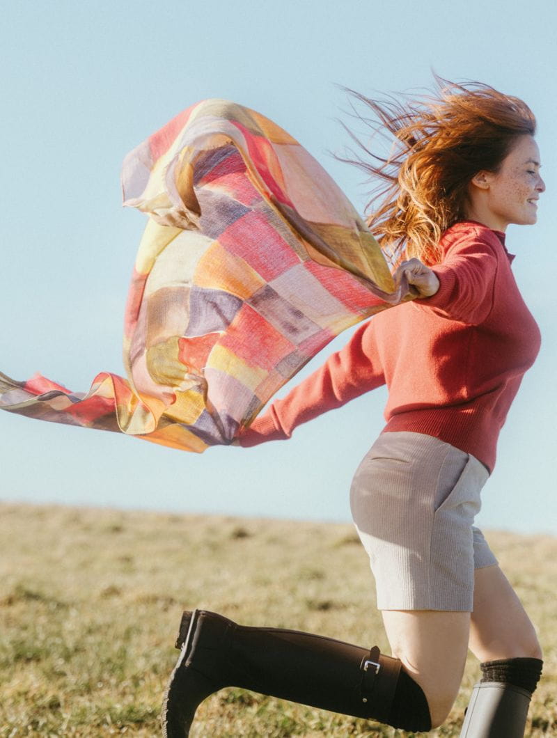 Bufanda de pura lana multicolor estampado acuarela - Imagen 7