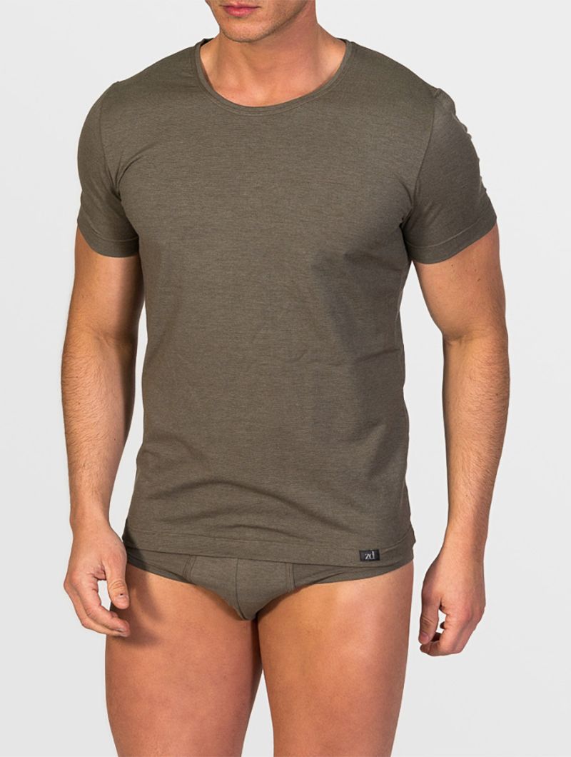 Camiseta cuello redondo hombre hilo de soja - Alga