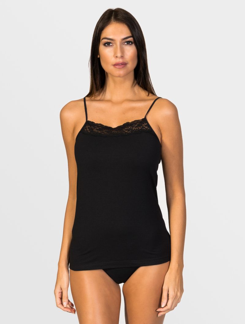 Camiseta interior blonda cuello recto mujer hilo de soja - Imagen 3