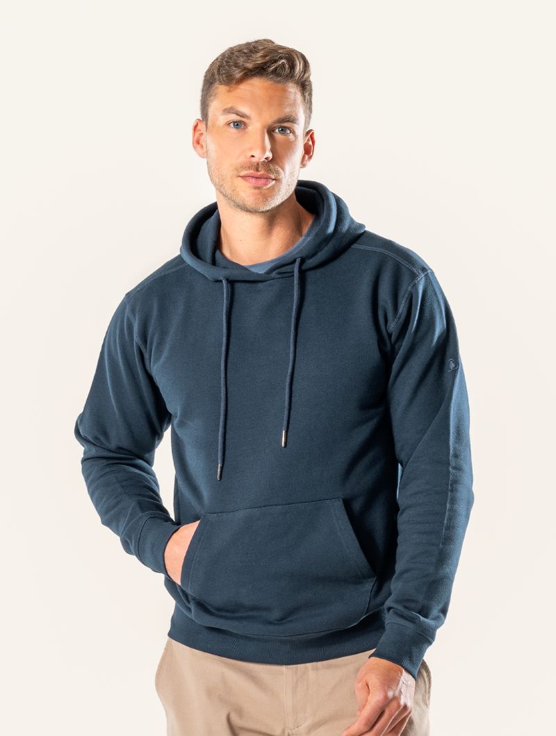 Sudadera con capucha 100% algodón orgánico para hombre - Azul oscuro