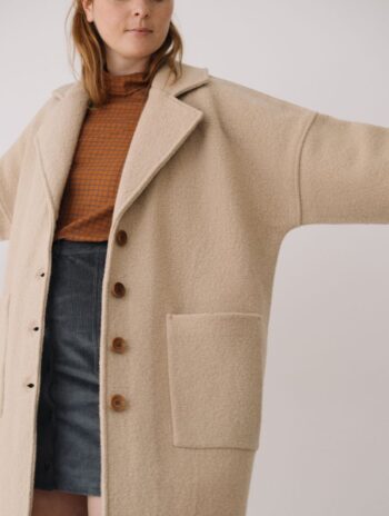Alternative view of Abrigo largo beige 100% lana merino