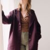 Abrigo oversize púrpura de 100% lana merino