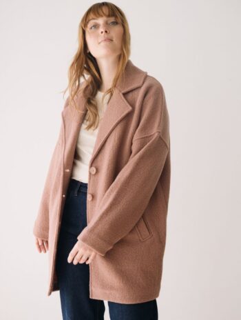Abrigo oversize rosa de 100% lana merino