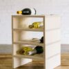 Botellero apilable de madera natural con capacidad para 3 botellas por piso