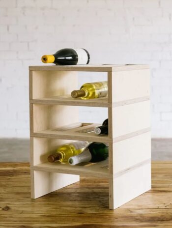 Botellero apilable de madera natural con capacidad para 3 botellas por piso