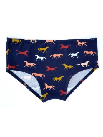 Bragas azul marino con caballos de algodón orgánico
