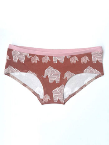 Braguitas melocotón con elefantes de algodón orgánico