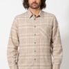 Camisa de cuadros azul y ocre de cáñamo y algodón orgánico para hombre