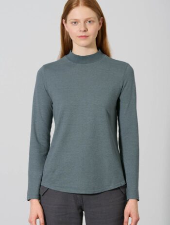 Camiseta de cuello alto para mujer de cáñamo y algodón orgánico