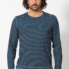 Camiseta larga de rayas en cáñamo y algodón orgánico para hombre con costuras a contraste