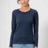 Camiseta básica de manga larga para mujer hecha de cáñamo y algodón orgánico