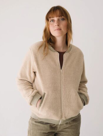 Chaqueta bomber de borreguito para mujer 100% algodón orgánico