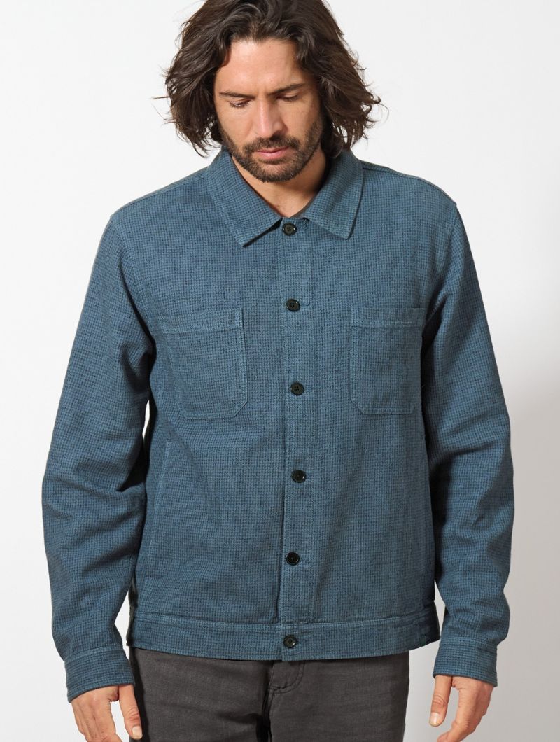 Chaqueta pepita cáñamo y algodón orgánico hombre - Imagen 4