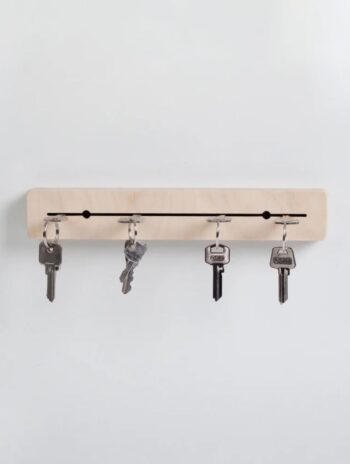 Colgador de llaves de madera natural para pared con diseño minimalista