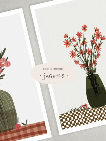Pack de 3 láminas A5 con ilustraciones de jarrones