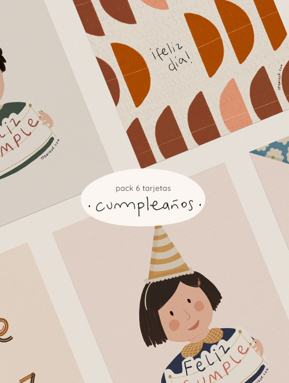 Tarjetas ilustradas de cumpleaños