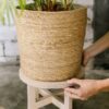 Soporte de madera desmontable para macetas grandes con tres alturas de uso