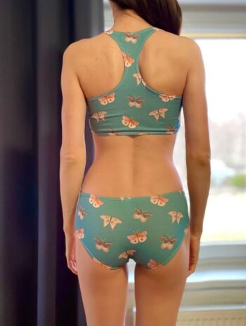 Alternative view of Top sujetador turquesa con mariposas de algodón orgánico