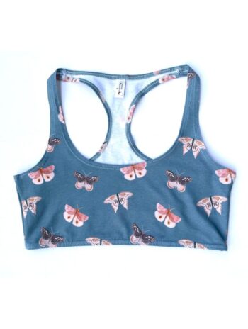 Top sujetador turquesa con mariposas de algodón orgánico