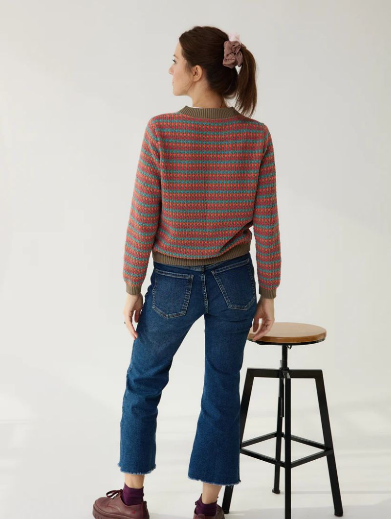 Cárdigan arena con relieve multicolor para mujer - Imagen 4