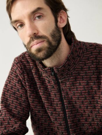 Alternative view of Chaqueta de punto geométrico y cuello alto para hombre