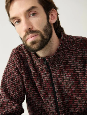 Alternative view of Chaqueta de punto geométrico y cuello alto para hombre