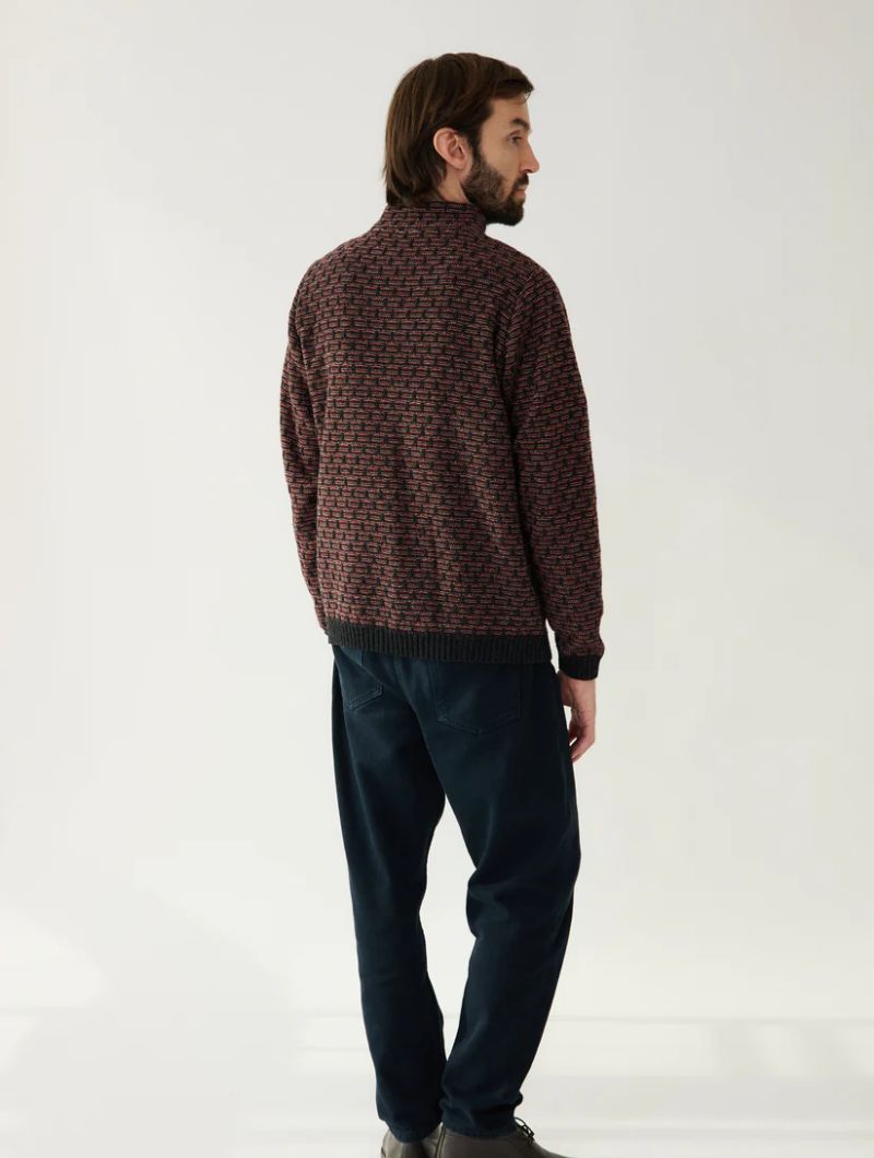 Chaqueta de punto geométrico y cuello alto para hombre - Imagen 8