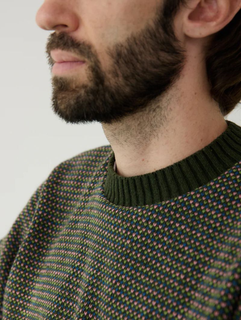 Jersey de punto jaspeado con cuello redondo para hombre - Imagen 2