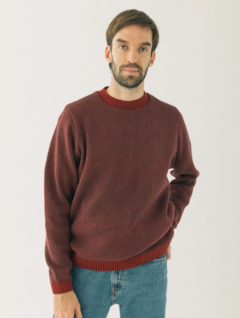 Jersey de punto jaspeado con cuello redondo para hombre