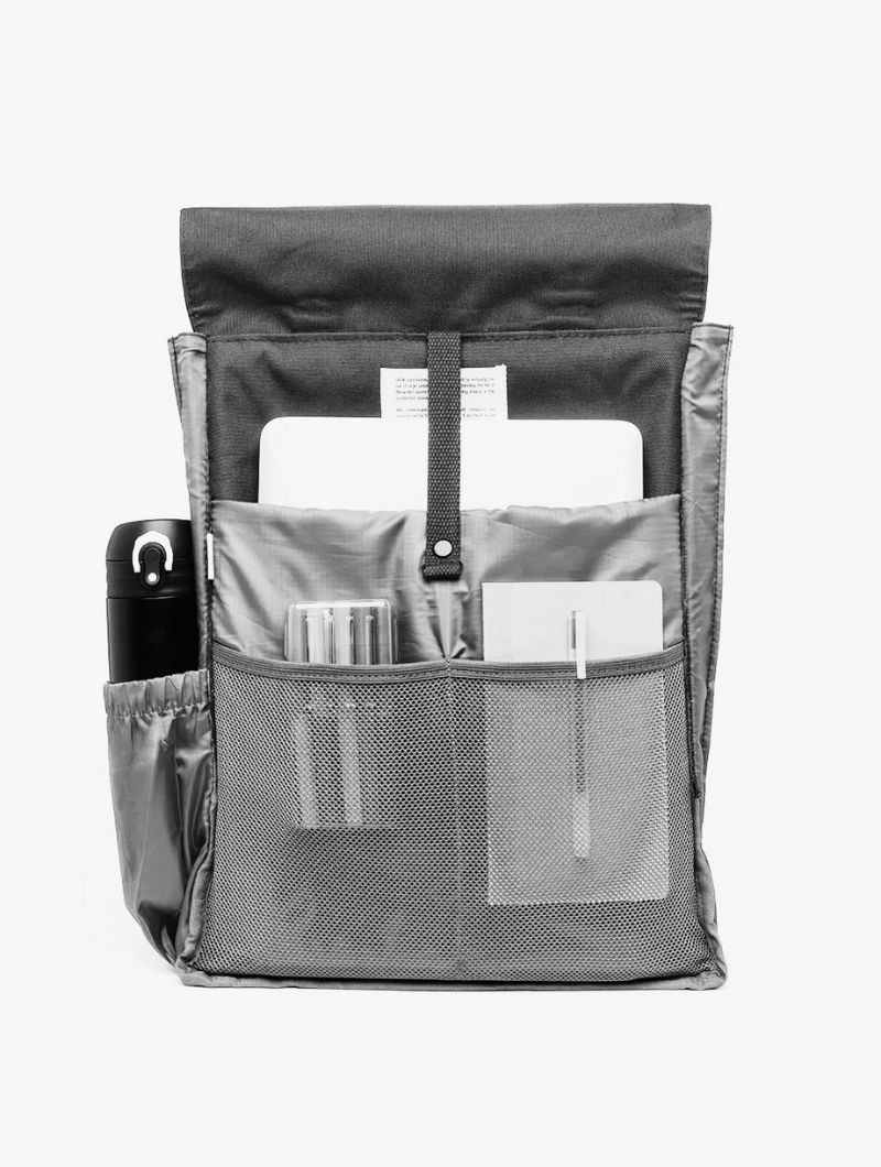 Mochila cuadrada con solapa de tejido reciclado - Imagen 7