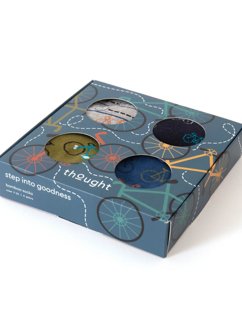 Pack de 4 calcetines ecológicos para hombre con bicicletas