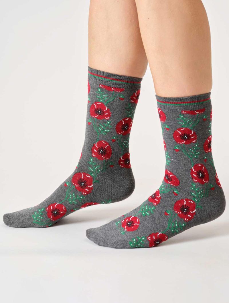 Pack 4 calcetines flores mujer de algodón orgánico - Imagen 2
