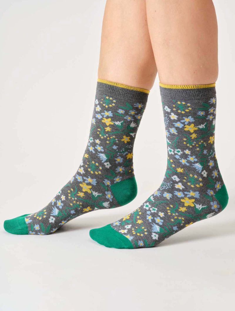 Pack 4 calcetines flores mujer de algodón orgánico - Imagen 4