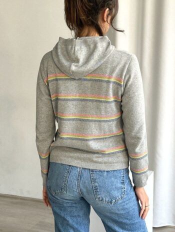 Sudadera de punto a rayas con capucha para mujer hecha con algodón reciclado
